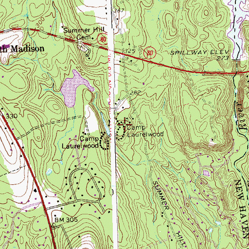 Topographic Map of Camp Laurelwood, CT