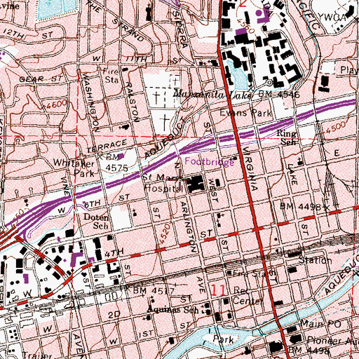 Topographic Map of Tahoe Pacific Hospital West, NV