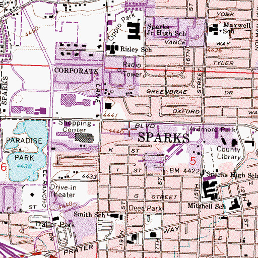 Topographic Map of Washoe Progressive Care Center, NV