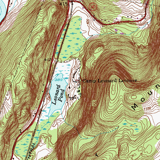 Topographic Map of Camp Leonard Leonore, CT