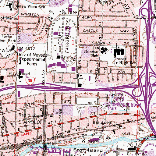 Topographic Map of West Hills Hospital, NV