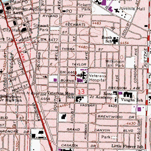 Topographic Map of Ioannis A Lougaris Veterans Administration Medical Center, NV