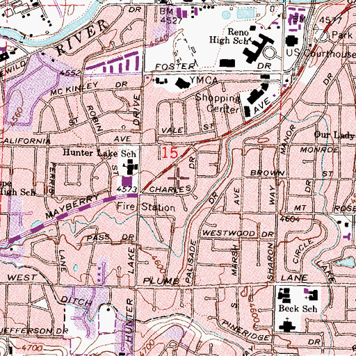 Topographic Map of Charles Drive Home, NV