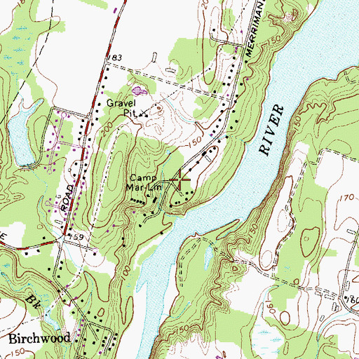 Topographic Map of Camp Mar-lin, CT