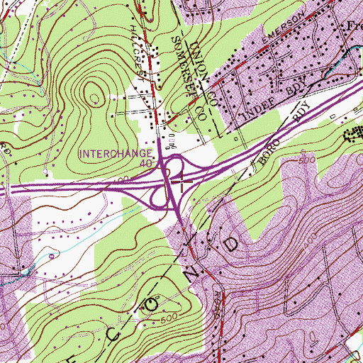 Topographic Map of Interchange 40, NJ