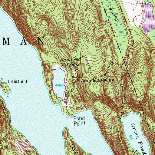 Topographic Map of Camp Mauwehu, CT