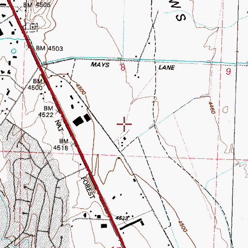 Topographic Map of Tahoe Pacific Hospital Meadows, NV