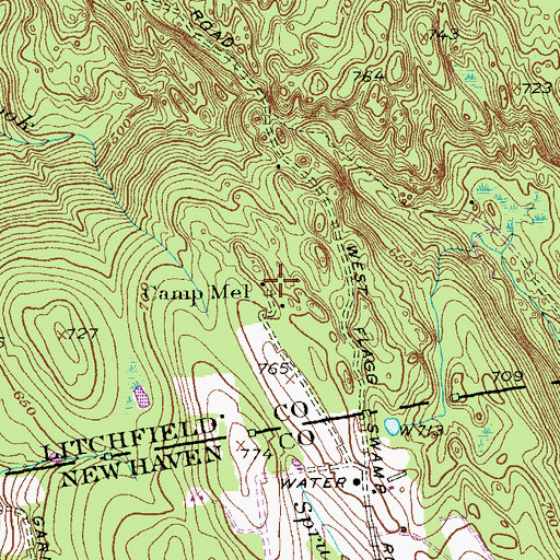 Topographic Map of Camp Mel, CT