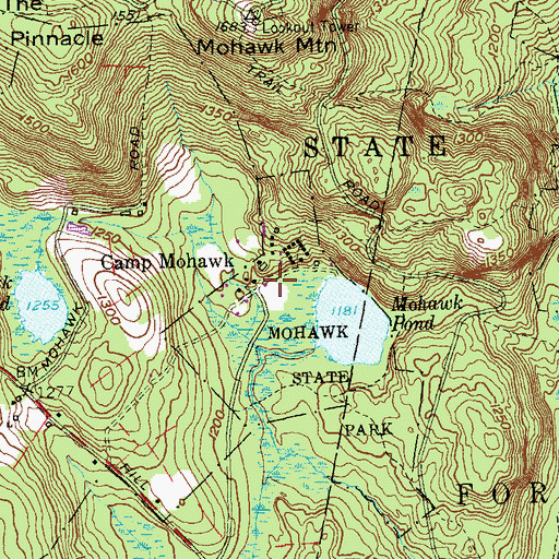 Topographic Map of Camp Mohawk, CT