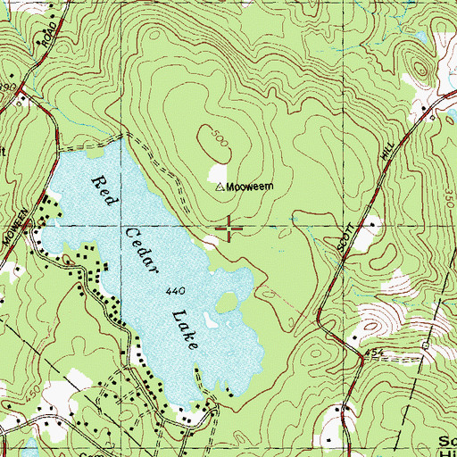Topographic Map of Camp Mooween, CT