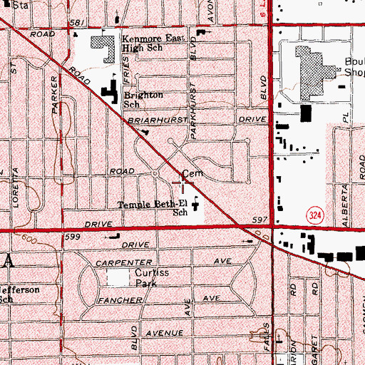 Topographic Map of Saint John's Cemetery, NY