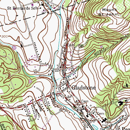 Topographic Map of United Methodist Church of Gladstone, NJ