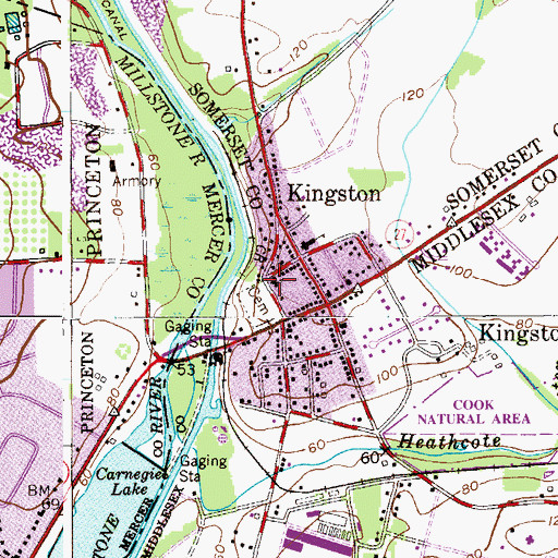 Topographic Map of Kingston United Methodist Church, NJ