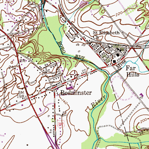 Topographic Map of Bedminster Reformed Church (historical), NJ