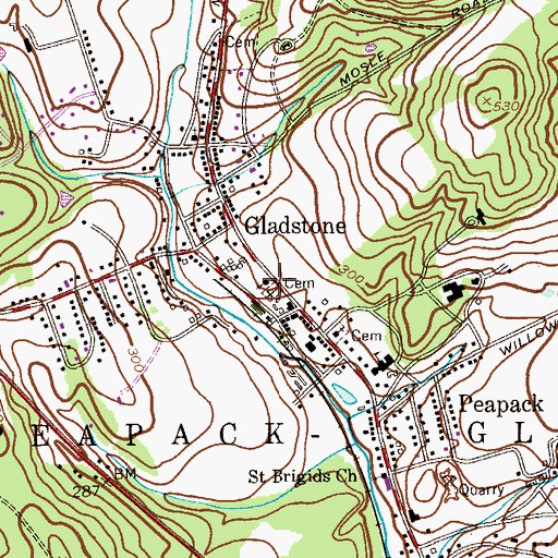 Topographic Map of Peapack Reformed Church, NJ