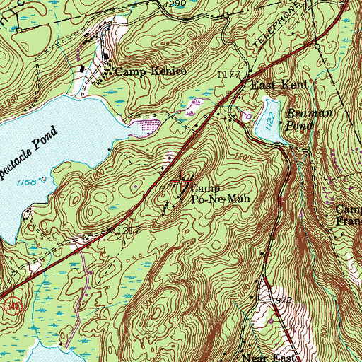 Topographic Map of Camp Po-Ne-Mah, CT
