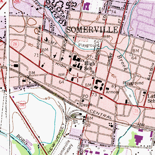 Topographic Map of United Reformed Church, NJ