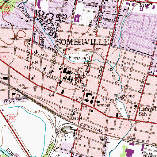 Topographic Map of First United Methodist Church, NJ