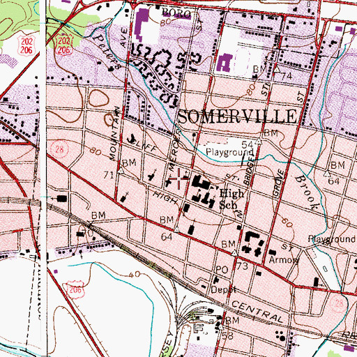 Topographic Map of First Baptist Church, NJ