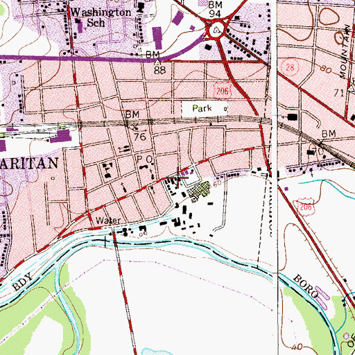 Topographic Map of Somerset Academy, NJ