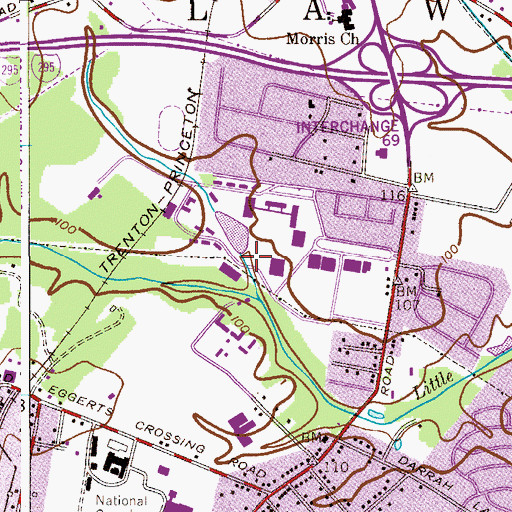 Topographic Map of Rider University, NJ