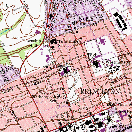 Topographic Map of Princeton Medical Center, NJ
