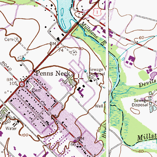 Topographic Map of David Sarnoff Research Center, NJ