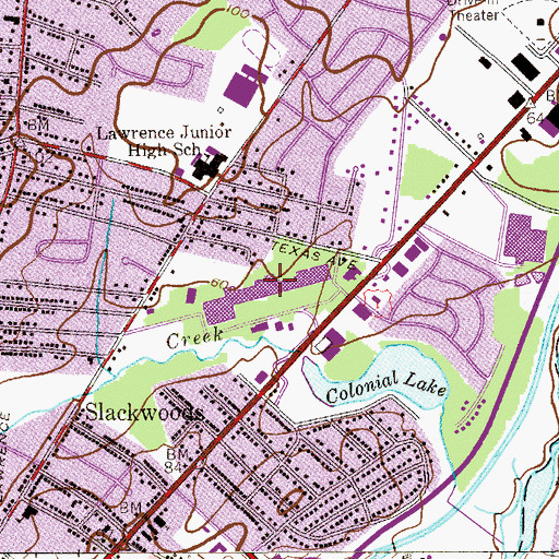 Topographic Map of Lawrence Shopping Center, NJ