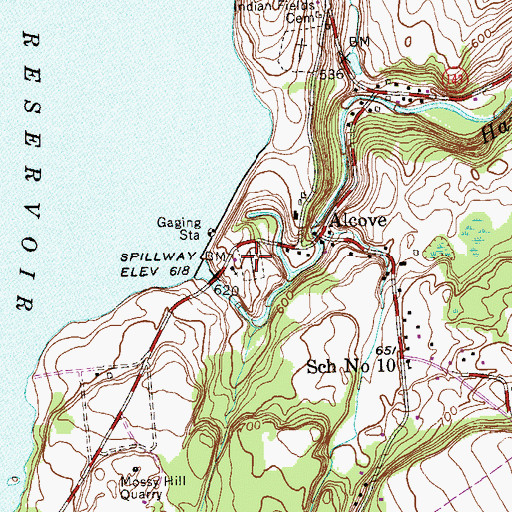 Topographic Map of Alcove Cemetery, NY