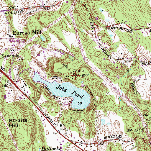 Topographic Map of Camp Sprague, CT