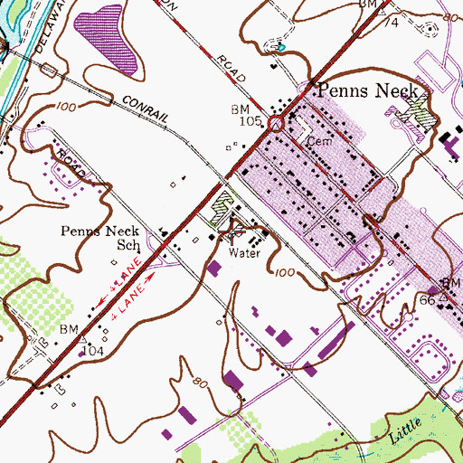 Topographic Map of University Square Shopping Center, NJ