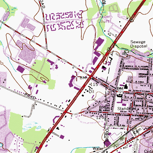 Topographic Map of Windsor Heights Shopping Center, NJ