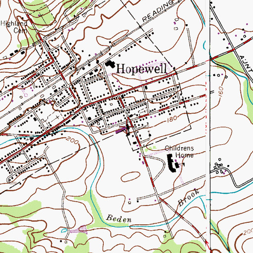 Topographic Map of Hopewell Elementary School, NJ