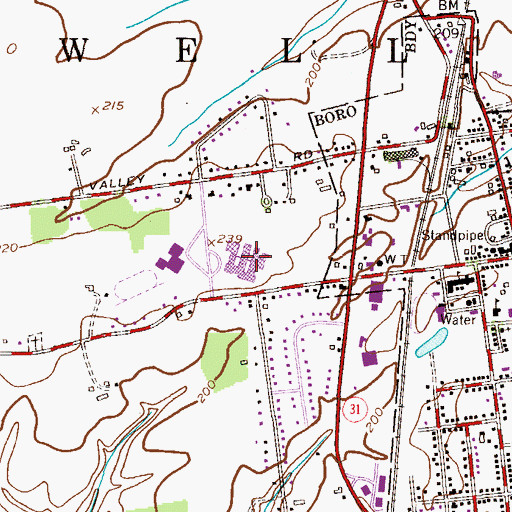 Topographic Map of Central High School, NJ