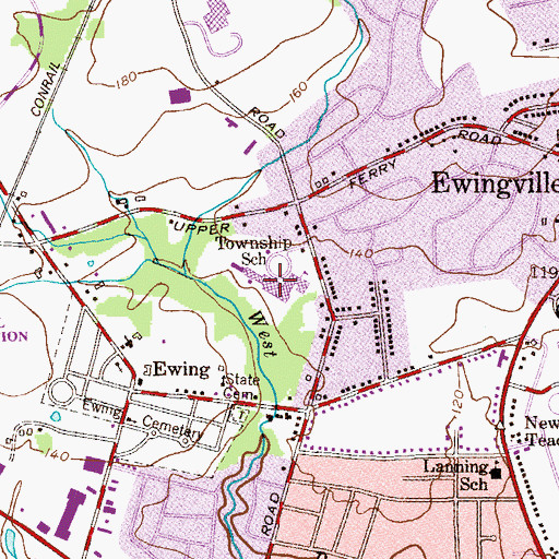 Topographic Map of Gilmore J Fisher Middle School, NJ