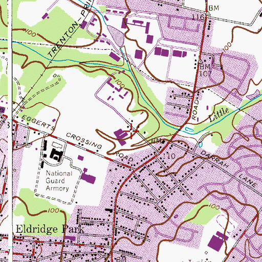 Topographic Map of Lawrence Intermediate School, NJ