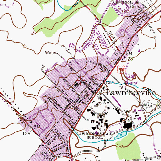 Topographic Map of Lawrenceville Elementary School, NJ