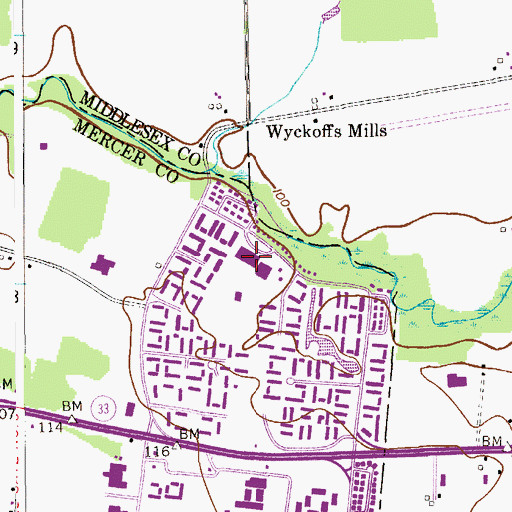 Topographic Map of Perry L Drew Elementary School, NJ