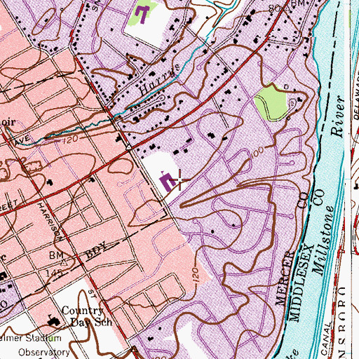 Topographic Map of Riverside Elementary School, NJ