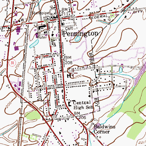 Topographic Map of Toll Gate Grammar Elementary School, NJ