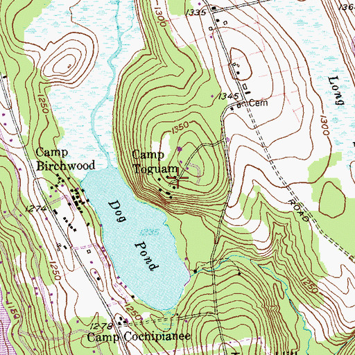 Topographic Map of Camp Toguam, CT