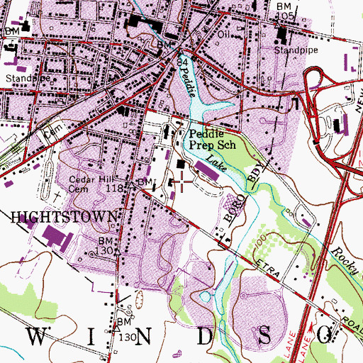 Topographic Map of Peddie School, NJ