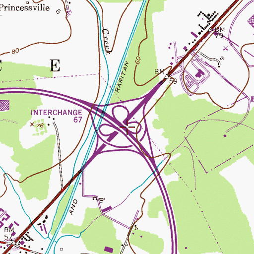 Topographic Map of Interchange 67, NJ