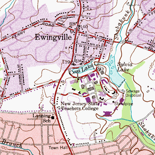 Topographic Map of Armstrong Hall, NJ