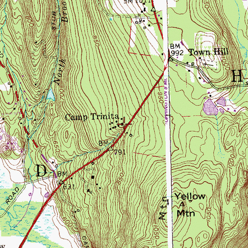 Topographic Map of Camp Trinita, CT
