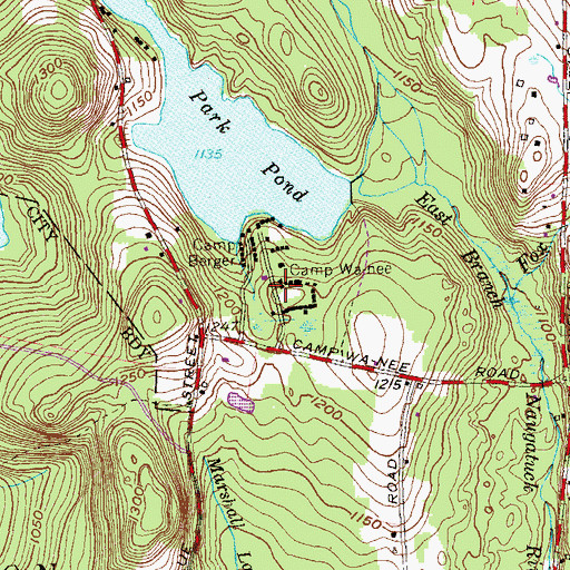 Topographic Map of Camp Wa-nee, CT