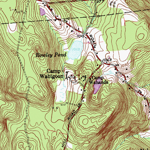Topographic Map of Camp Wabigoon, CT