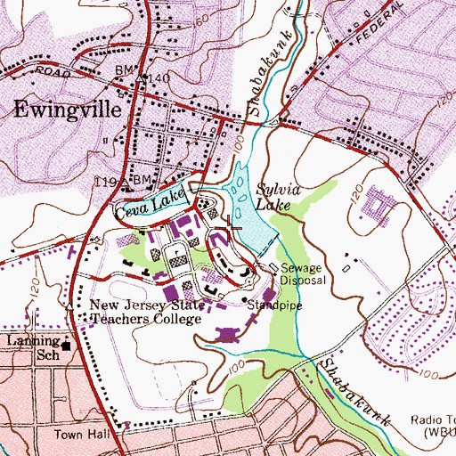 Topographic Map of Centennial Hall, NJ
