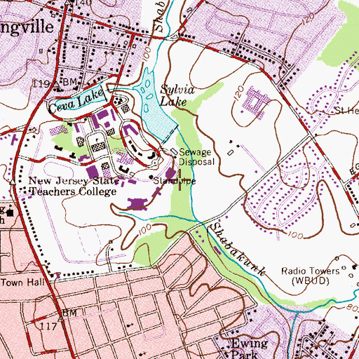 Topographic Map of Decker Hall, NJ