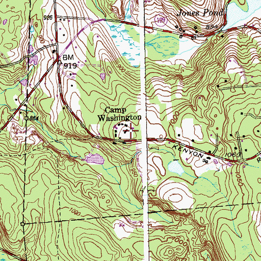 Topographic Map of Camp Washington, CT